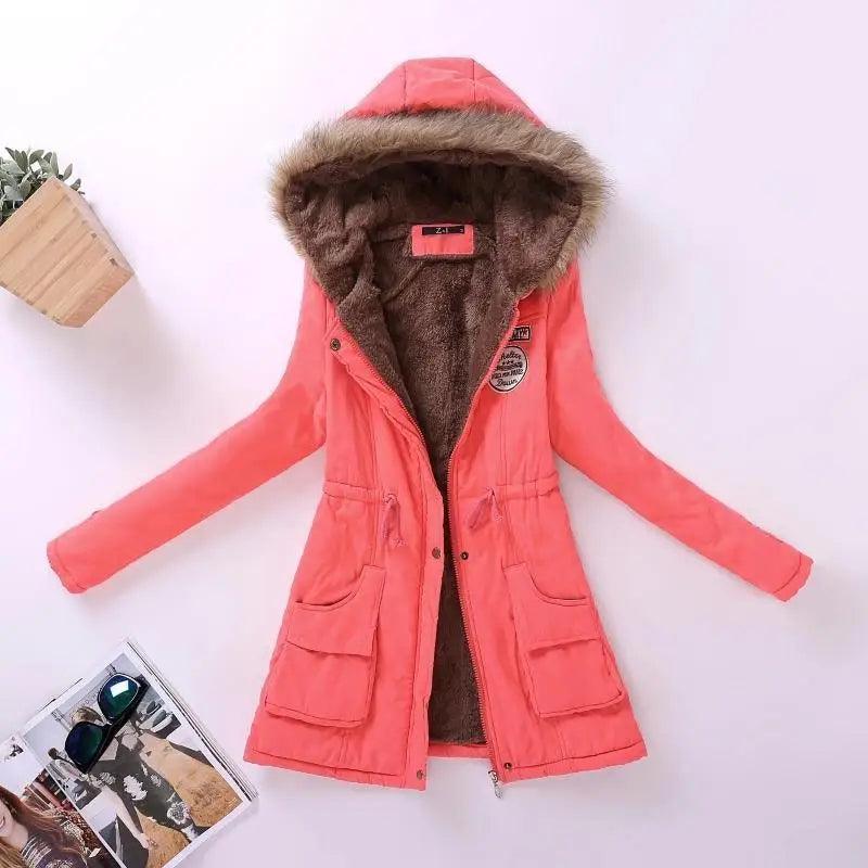 Luxurious Autumn Winter Women Cotton Jacket Padded Casual Slim Coat Emboridery Hooded Size 3XL Wadded Overcoat