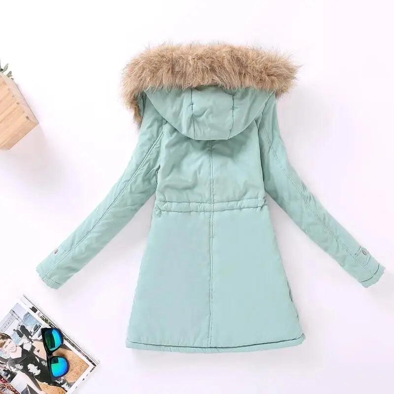 Luxurious Autumn Winter Women Cotton Jacket Padded Casual Slim Coat Emboridery Hooded Size 3XL Wadded Overcoat