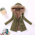 Luxurious Autumn Winter Women Cotton Jacket Padded Casual Slim Coat Emboridery Hooded Size 3XL Wadded Overcoat - Green