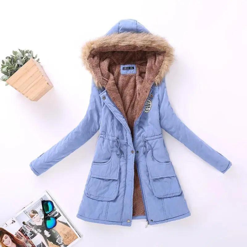 Luxurious Autumn Winter Women Cotton Jacket Padded Casual Slim Coat Emboridery Hooded Size 3XL Wadded Overcoat