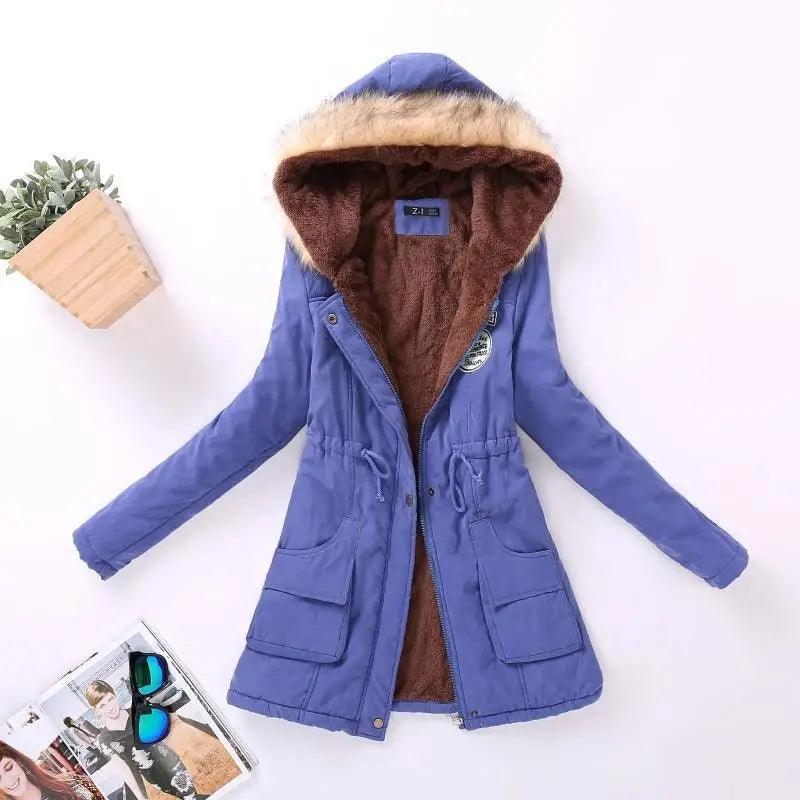 Luxurious Autumn Winter Women Cotton Jacket Padded Casual Slim Coat Emboridery Hooded Size 3XL Wadded Overcoat