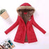 Luxurious Autumn Winter Women Cotton Jacket Padded Casual Slim Coat Emboridery Hooded Size 3XL Wadded Overcoat - Red