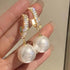 Luxurious Crystal Moon Pearl Women’s Earrings Lavish Style Partywear For Ladies And Girls Fashionable Design - 9