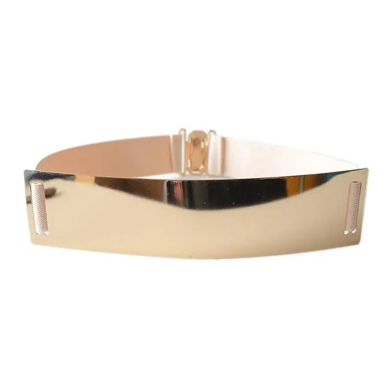 Luxurious Gold Wide Strap Elastic Belts For Women Elegant Metal Polished Plain Gold Belt Black Wide Strap Waistband for Women - STEVVEX Fashion - 702, belt, belts, belts for women, black belt, classic belt, classy belt, elastic belt, elegant belt, fashion belt, golden belt, ladies belt, luxury belt, metal belt, party belt, retro belt, trendy belt, unique belt, unique design belt, vintage belt, wide metal belt, women belts - Stevvex.com