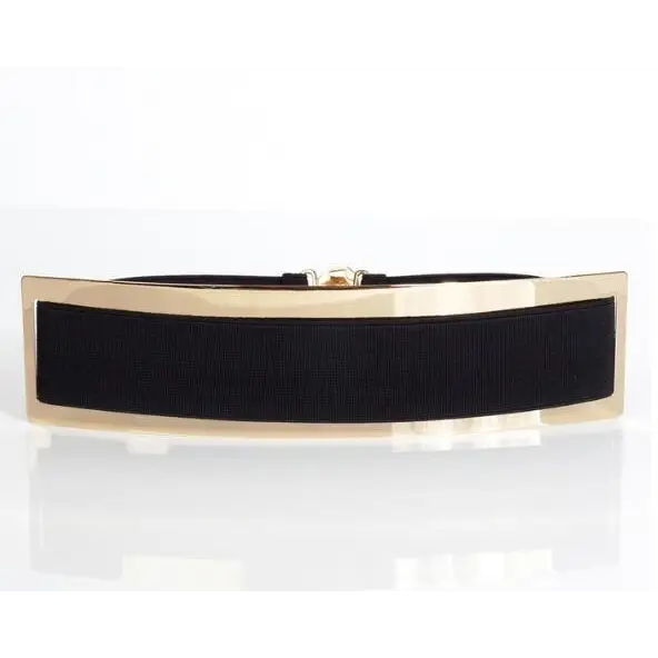 Luxurious Gold Wide Strap Elastic Belts For Women Elegant Metal Polished Plain Gold Belt Black Wide Strap Waistband for Women - STEVVEX Fashion - 702, belt, belts, belts for women, black belt, classic belt, classy belt, elastic belt, elegant belt, fashion belt, golden belt, ladies belt, luxury belt, metal belt, party belt, retro belt, trendy belt, unique belt, unique design belt, vintage belt, wide metal belt, women belts - Stevvex.com