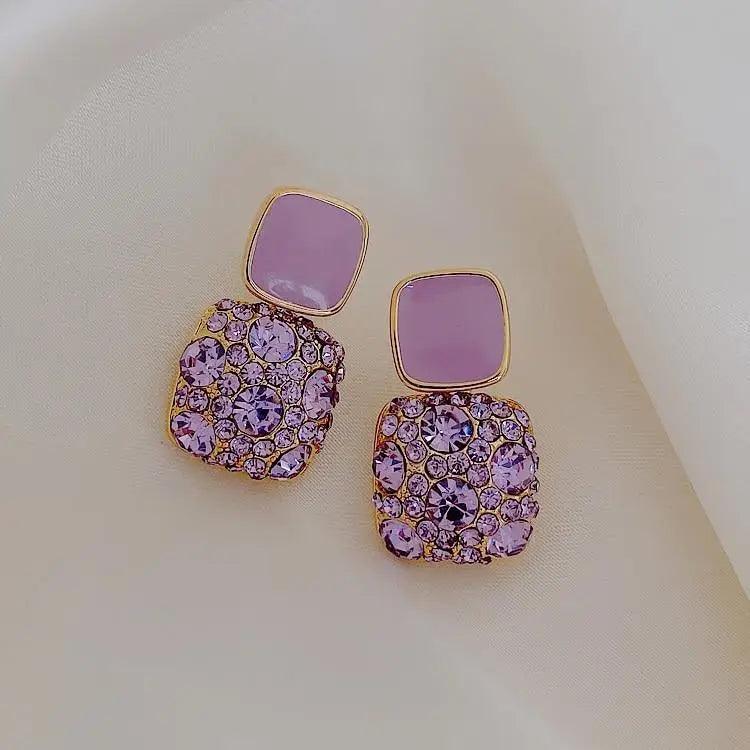 Luxurious Purple High Quality Stud Earrings Women Fashionable Jewelry For Ladies And Girls - ALLURELATION - 573, Earings for ladies, earring, earrings, earrings for girls, Elegance earrings, elegant earrings, fashionable earrings, fashionable jewelry, Fashionable ladies jewelry, gift earrings, jewelry, luxury earrings, matching jewelry, party earrings, purple earrings, simple small earrings, small elegant earrings, stylish earrings, trendy earrings, wedding earrings - Stevvex.com