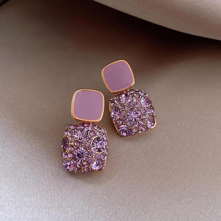 Luxurious Purple High Quality Stud Earrings Women Fashionable Jewelry For Ladies And Girls - ALLURELATION - 573, Earings for ladies, earring, earrings, earrings for girls, Elegance earrings, elegant earrings, fashionable earrings, fashionable jewelry, Fashionable ladies jewelry, gift earrings, jewelry, luxury earrings, matching jewelry, party earrings, purple earrings, simple small earrings, small elegant earrings, stylish earrings, trendy earrings, wedding earrings - Stevvex.com