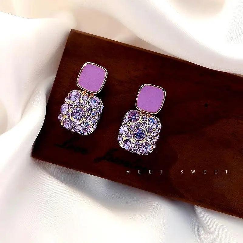 Luxurious Purple High Quality Stud Earrings Women Fashionable Jewelry For Ladies And Girls - ALLURELATION - 573, Earings for ladies, earring, earrings, earrings for girls, Elegance earrings, elegant earrings, fashionable earrings, fashionable jewelry, Fashionable ladies jewelry, gift earrings, jewelry, luxury earrings, matching jewelry, party earrings, purple earrings, simple small earrings, small elegant earrings, stylish earrings, trendy earrings, wedding earrings - Stevvex.com