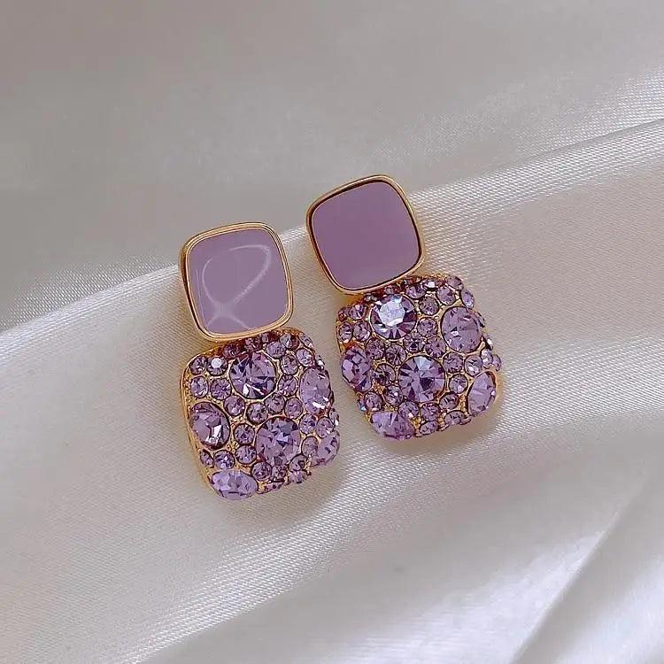 Luxurious Purple High Quality Stud Earrings Women Fashionable Jewelry For Ladies And Girls - ALLURELATION - 573, Earings for ladies, earring, earrings, earrings for girls, Elegance earrings, elegant earrings, fashionable earrings, fashionable jewelry, Fashionable ladies jewelry, gift earrings, jewelry, luxury earrings, matching jewelry, party earrings, purple earrings, simple small earrings, small elegant earrings, stylish earrings, trendy earrings, wedding earrings - Stevvex.com