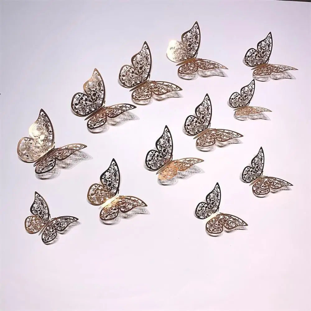 Luxury 3D Wall Stunning 12Pcs 4D Hollow Butterfly Wall Sticker Home Decoration Wall Stickers wedding Party Wedding