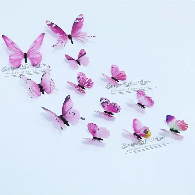 Luxury 3D Wall Stunning 12Pcs 4D Hollow Butterfly Wall Sticker Home Decoration Wall Stickers wedding Party Wedding