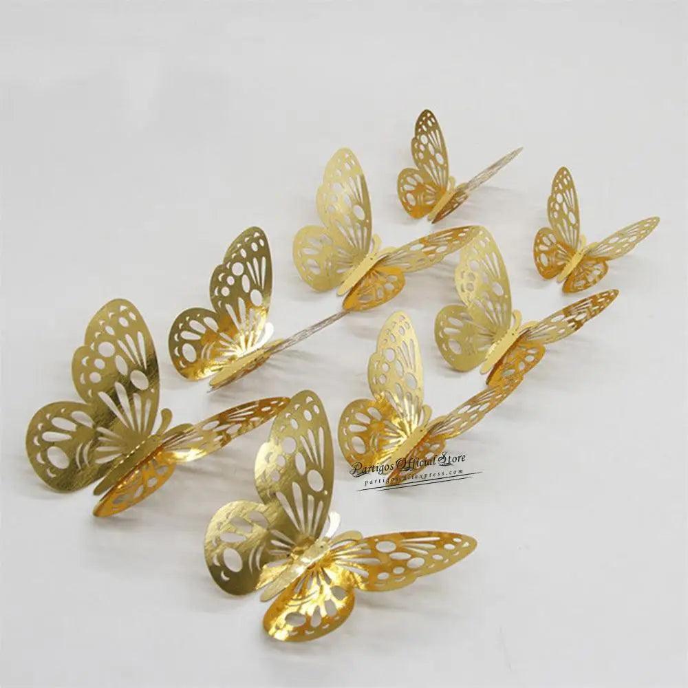 Luxury 3D Wall Stunning 12Pcs 4D Hollow Butterfly Wall Sticker Home Decoration Wall Stickers wedding Party Wedding