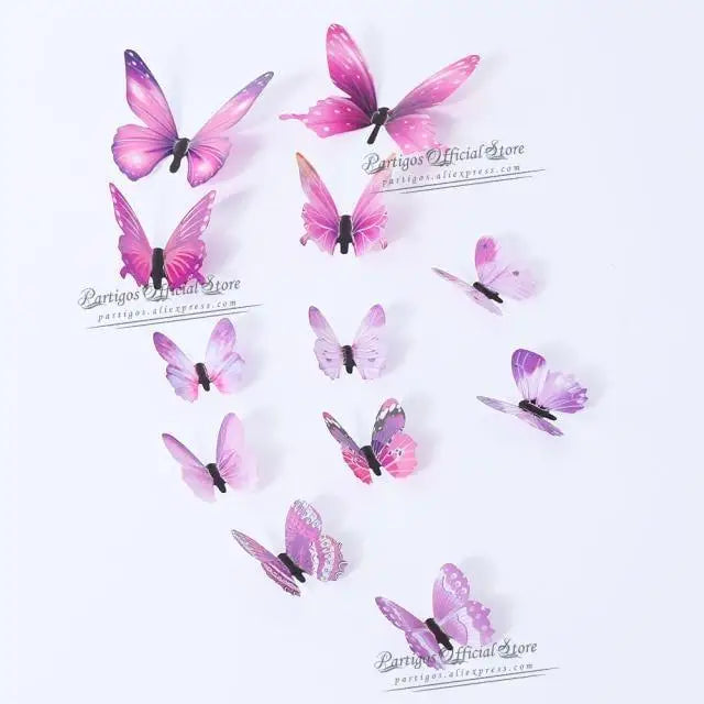 Luxury 3D Wall Stunning 12Pcs 4D Hollow Butterfly Wall Sticker Home Decoration Wall Stickers wedding Party Wedding