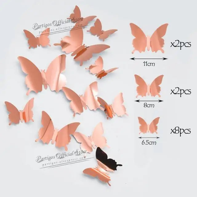 Luxury 3D Wall Stunning 12Pcs 4D Hollow Butterfly Wall Sticker Home Decoration Wall Stickers wedding Party Wedding