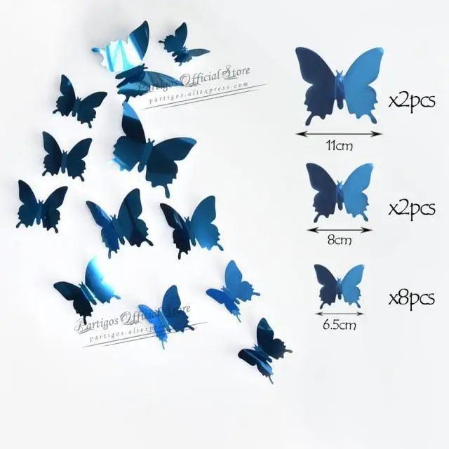 Luxury 3D Wall Stunning 12Pcs 4D Hollow Butterfly Wall Sticker Home Decoration Wall Stickers wedding Party Wedding