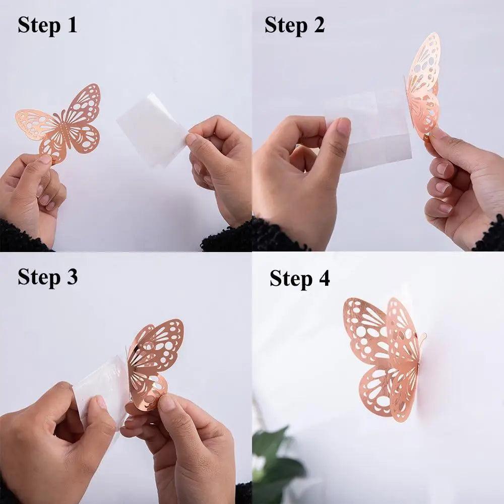 Luxury 3D Wall Stunning 12Pcs 4D Hollow Butterfly Wall Sticker Home Decoration Wall Stickers wedding Party Wedding