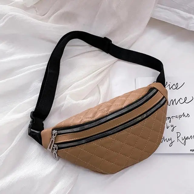 Luxury Black PU Leather Fashion Women Waist Bag Waterproof Fanny Pack Beautiful Design Fanny Pack Cool Travel Waist Bag