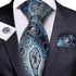 Luxury Blue Silk Design Wedding Tie For Men Necktie Pocket Square Cufflink Set Formal Business Meeting Necktie For Men