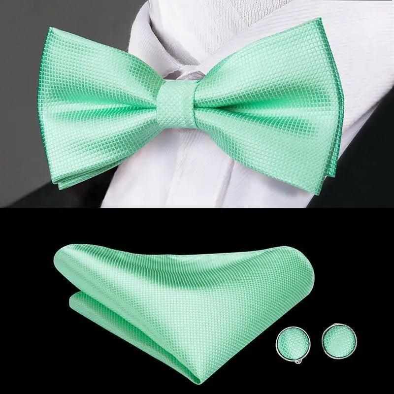 Luxury Butterfly Beige Silk Bow Ties For Men Gentlemens Cufflinks Set Elegant Design Wedding Party Bowties For Tuxedo