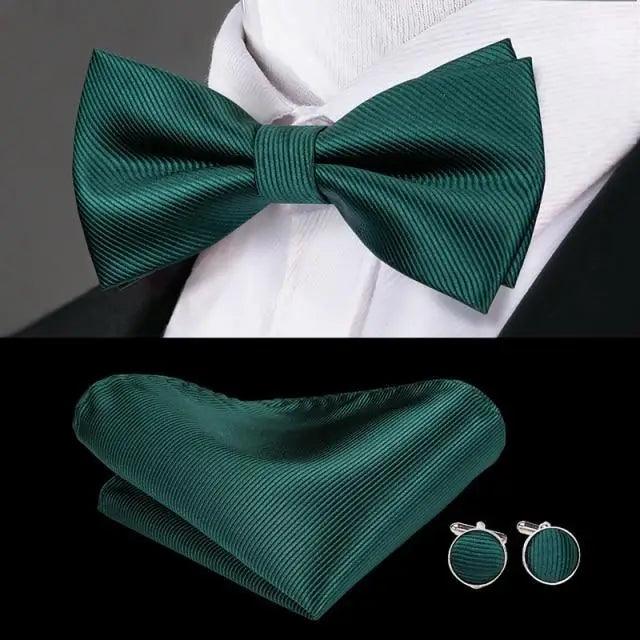 Luxury Butterfly Beige Silk Bow Ties For Men Gentlemens Cufflinks Set Elegant Design Wedding Party Bowties For Tuxedo