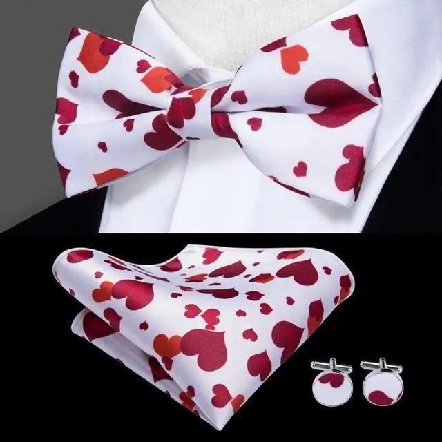 Luxury Butterfly Beige Silk Bow Ties For Men Gentlemens Cufflinks Set Elegant Design Wedding Party Bowties For Tuxedo