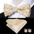 Luxury Butterfly Beige Silk Bow Ties For Men Gentlemens Cufflinks Set Elegant Design Wedding Party Bowties For Tuxedo