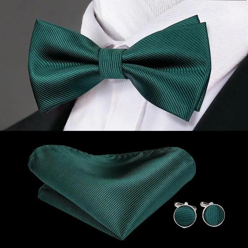 Luxury Butterfly Beige Silk Bow Ties For Men Gentlemens Cufflinks Set Elegant Design Wedding Party Bowties For Tuxedo