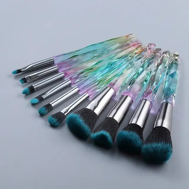 Luxury Cosmic Color New Luxury Crystal Makeup Brushes Powder Foundation Eyeshadow Eyebrow Cosmetics for Face Fan Make