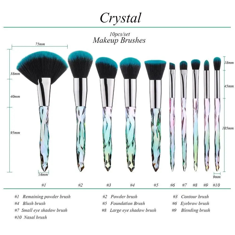 Luxury Cosmic Color New Luxury Crystal Makeup Brushes Powder Foundation Eyeshadow Eyebrow Cosmetics for Face Fan Make