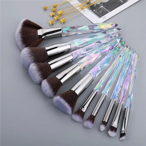 Luxury Cosmic Color New Luxury Crystal Makeup Brushes Powder Foundation Eyeshadow Eyebrow Cosmetics for Face Fan Make