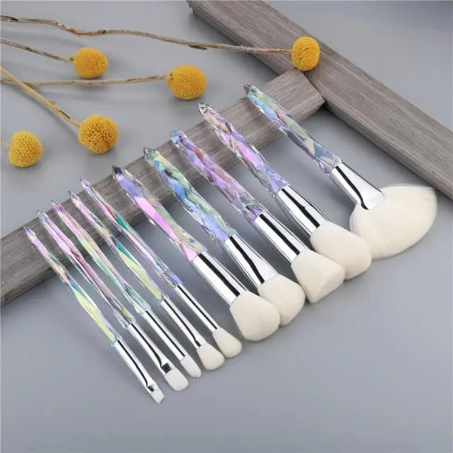 Luxury Cosmic Color New Luxury Crystal Makeup Brushes Powder Foundation Eyeshadow Eyebrow Cosmetics for Face Fan Make