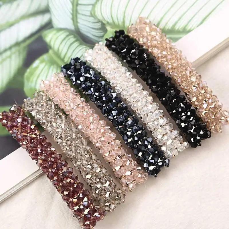 Luxury Crystal Spring Hair Clips Pins Handmade Beads Hair Barrettes For Women Trendy Rhinestone Barrettes