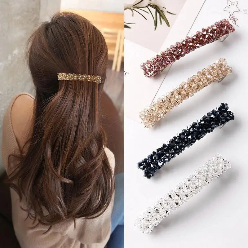 Luxury Crystal Spring Hair Clips Pins Handmade Beads Hair Barrettes For Women Trendy Rhinestone Barrettes