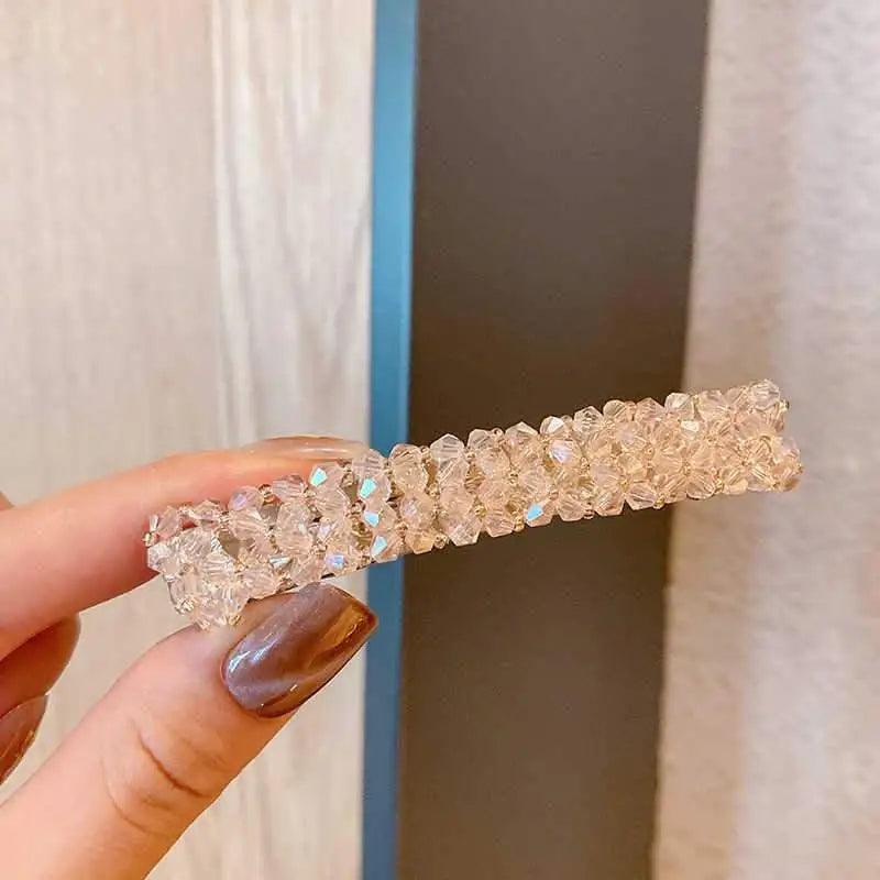 Luxury Crystal Spring Hair Clips Pins Handmade Beads Hair Barrettes For Women Trendy Rhinestone Barrettes