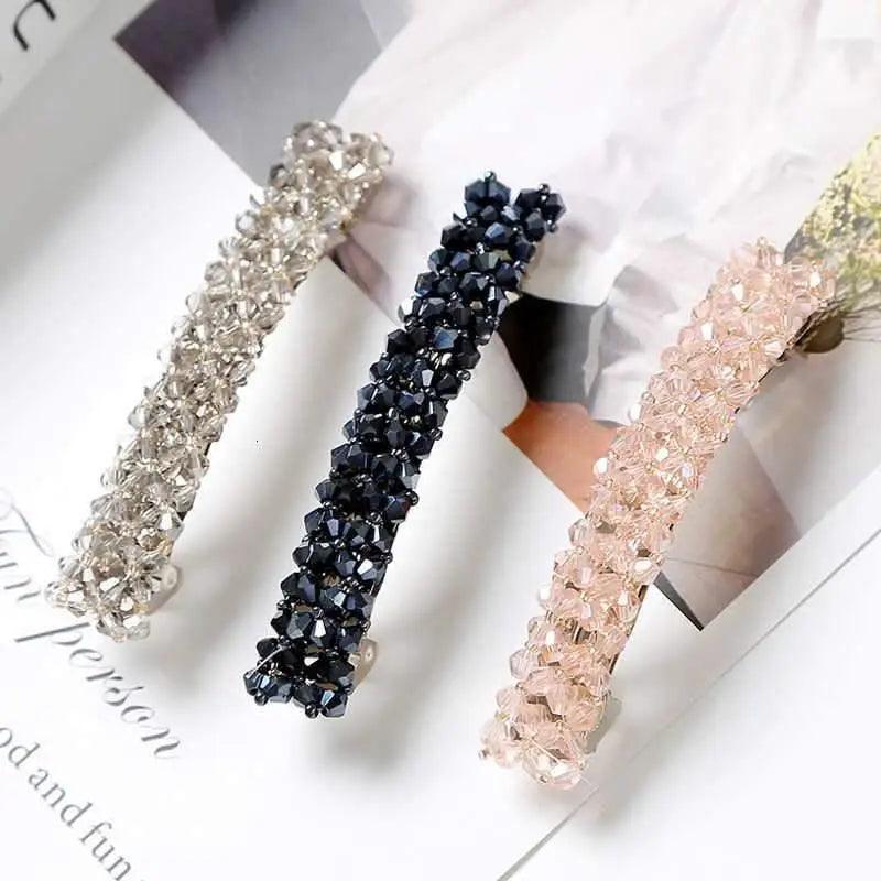 Luxury Crystal Spring Hair Clips Pins Handmade Beads Hair Barrettes For Women Trendy Rhinestone Barrettes