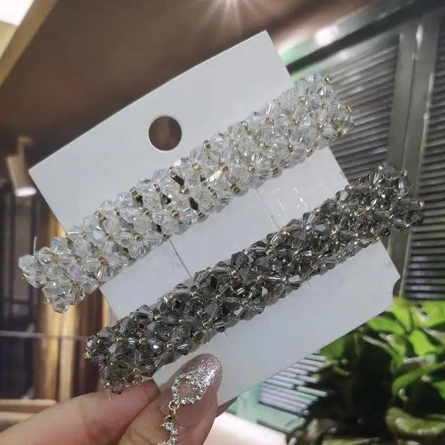 Luxury Crystal Spring Hair Clips Pins Handmade Beads Hair Barrettes For Women Trendy Rhinestone Barrettes - 8