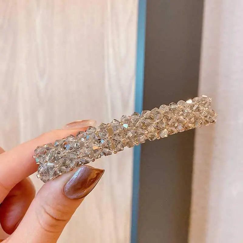 Luxury Crystal Spring Hair Clips Pins Handmade Beads Hair Barrettes For Women Trendy Rhinestone Barrettes