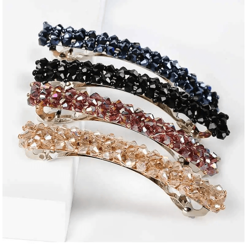 Luxury Crystal Spring Hair Clips Pins Handmade Beads Hair Barrettes For Women Trendy Rhinestone Barrettes