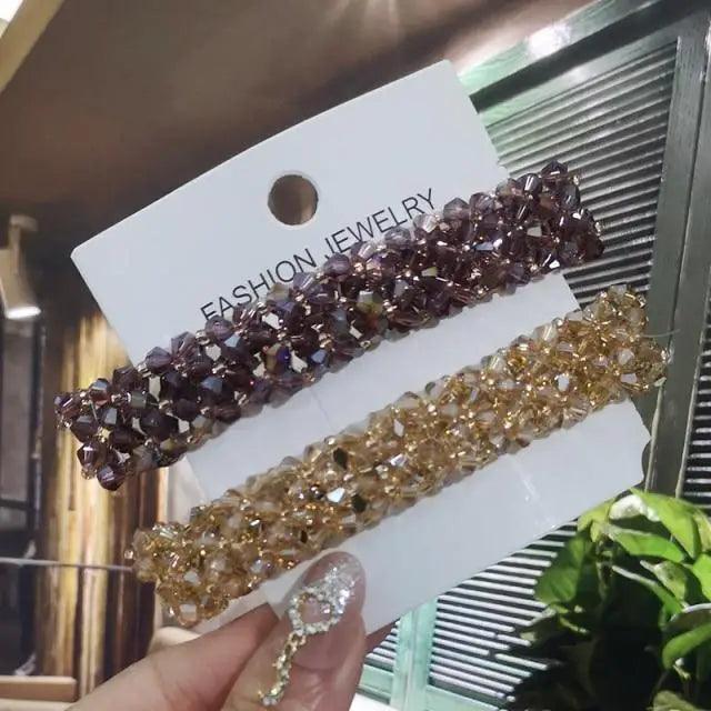 Luxury Crystal Spring Hair Clips Pins Handmade Beads Hair Barrettes For Women Trendy Rhinestone Barrettes - 11