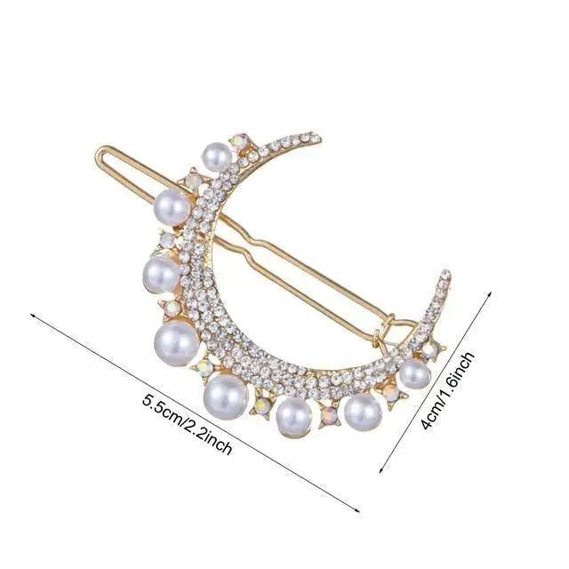 Luxury Design Star Round Pearl Women Hair Barrettes Cute Wedding Hair Clip For Women Ultra - light Party Hair Clips