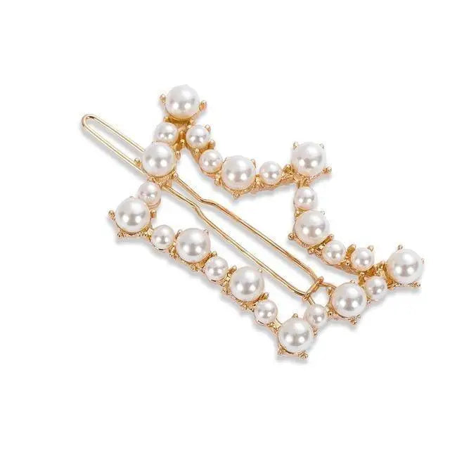 Luxury Design Star Round Pearl Women Hair Barrettes Cute Wedding Hair Clip For Women Ultra - light Party Hair Clips - 6