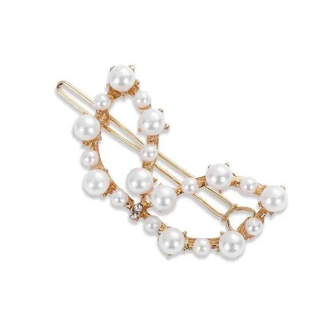 Luxury Design Star Round Pearl Women Hair Barrettes Cute Wedding Hair Clip For Women Ultra - light Party Hair Clips - 3