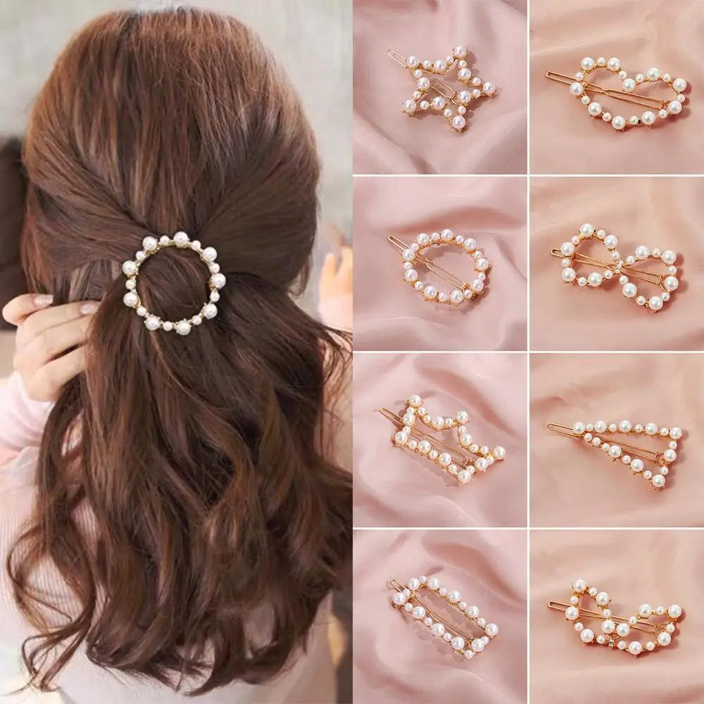 Luxury Design Star Round Pearl Women Hair Barrettes Cute Wedding Hair Clip For Women Ultra - light Party Hair Clips