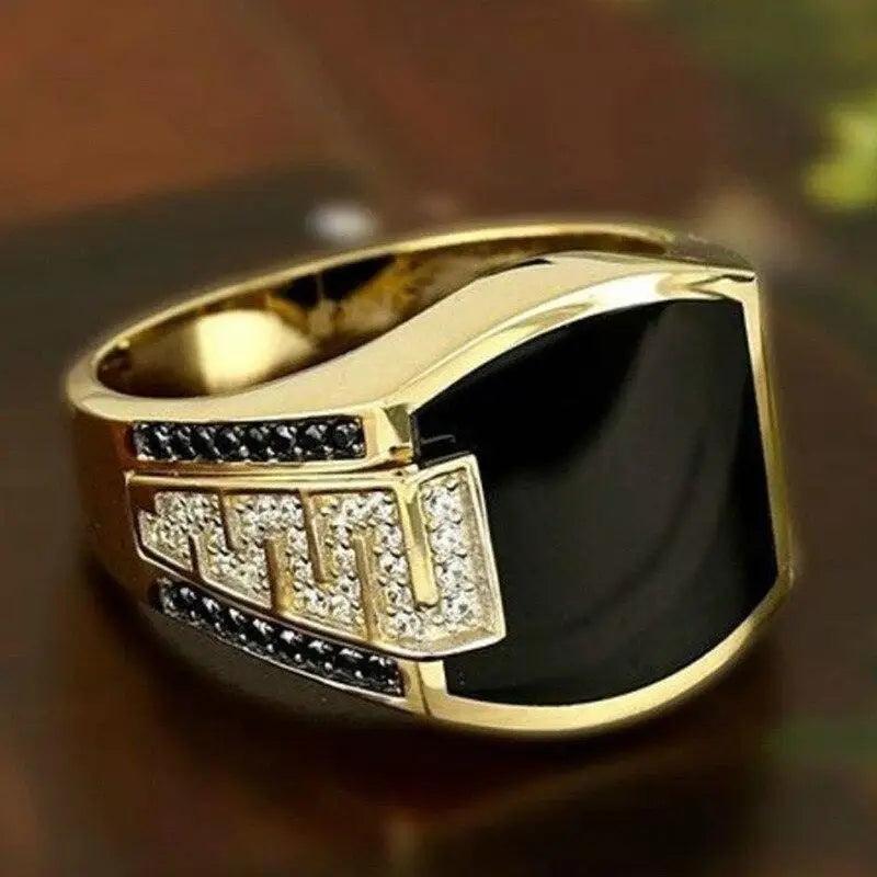 Luxury Fashion Charm Big Black Square Crystal Wedding Ring Gold Silver Color Punk Vintage AAA Cubic Zirconia Rings For Women or Men Square Diamond Ring In Vintage Retro Style -  STEVVEX Jewelry - Diamond men ring, Diamond ring, Elegant ring, Gift ring for men, Gold ring, Jewelry, Jewelry ring, Luxury men ring, Luxury ring, Men ring, Men rings, Modern ring, Ring, Silver ring, Square diamond men ring, Square ring, Women ring - Stevvex.com