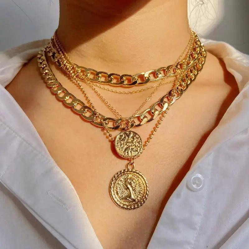 Luxury Fashion Multi - layered Snake Chain Necklace For Women Vintage Style Party Jewelry Necklace Gifts For Women - 18