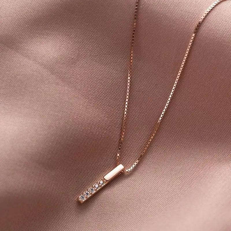 Luxury Fashion Style 925 Sterling Exquisite Silver Simple Geometric Cubic Zircon Clavicle Chain Necklace Choker