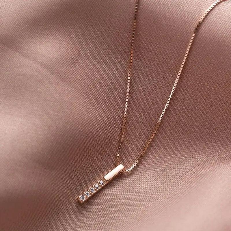 Luxury Fashion Style 925 Sterling Exquisite Silver Simple Geometric Cubic Zircon Clavicle Chain Necklace Choker