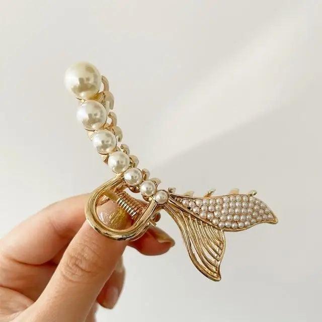 Luxury Flower Butterfly Pearls Tassel Metal Hair Claws For Women Stylish Barrettes Hair Clip Large Hair Catch Clip Hair