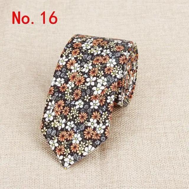 Luxury Flower Handmade Cotton Ties For Men Classic Colorful Printed Floral Designs Necktie For Wedding - 16