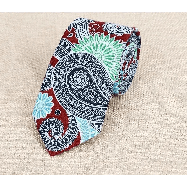 Luxury Flower Handmade Cotton Ties For Men Classic Colorful Printed Floral Designs Necktie For Wedding - 17